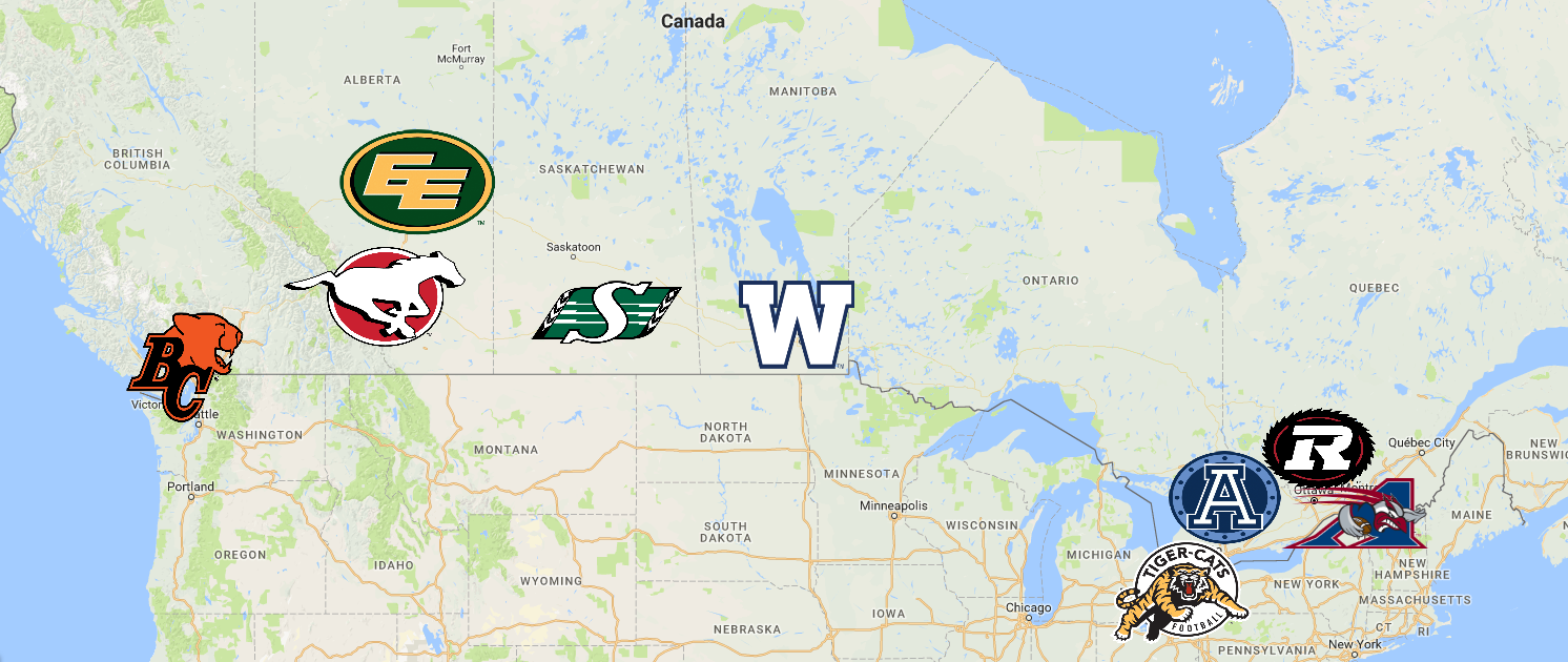 Complete CFL Team Map Find Out Where Each Canadian Football League