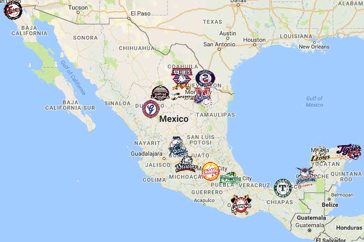 Mexican League Map Teams Logos Sport League Maps