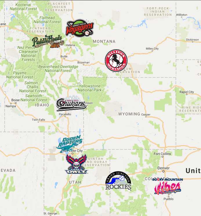 Pioneer League Map Teams Logos Sport League Maps