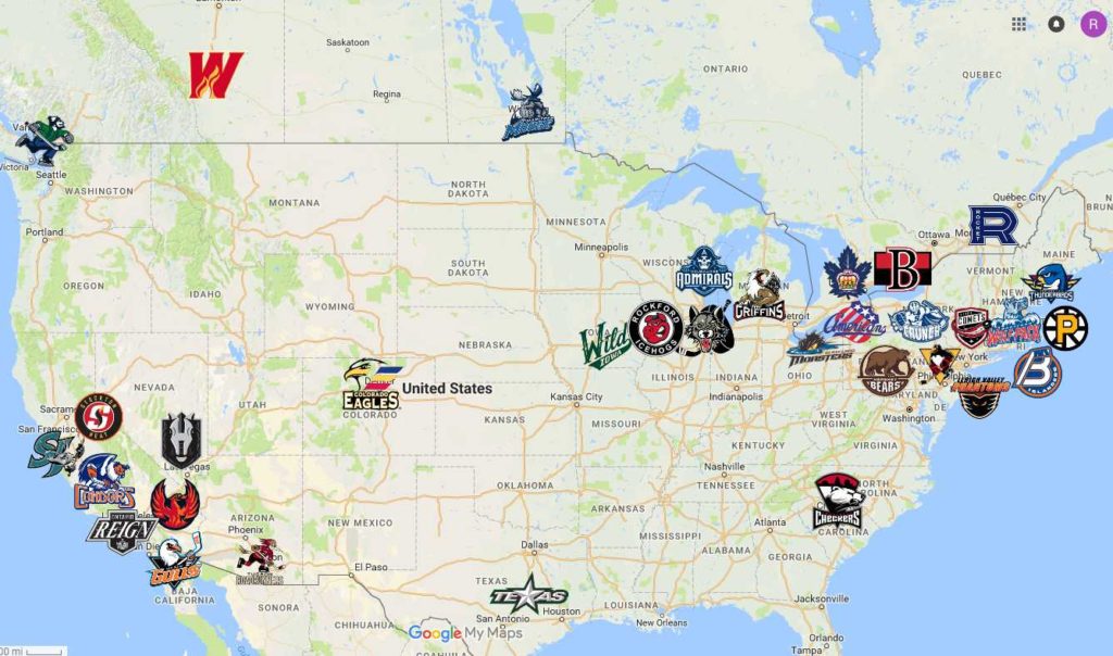 AHL Map Teams Logos Sport League Maps