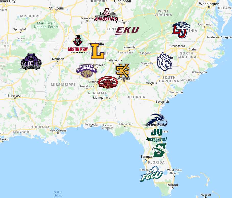 Atlantic Sun Map | Teams | Logos - Sport League Maps