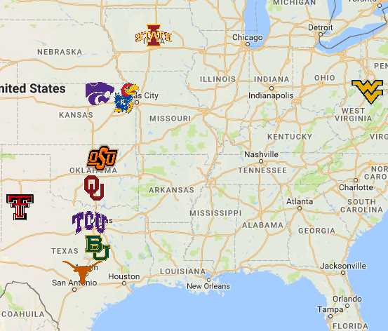 Big 12 Map | Teams - Sport League Maps