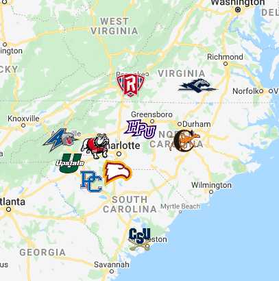 Big South Map | Teams | Logos - Sport League Maps