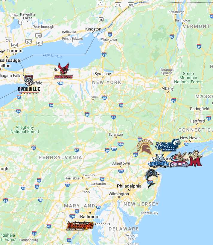 East Coast Conference Map | Teams | Logos - Sport League Maps