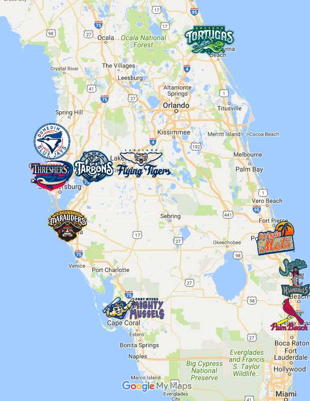 Florida State League Map, Teams