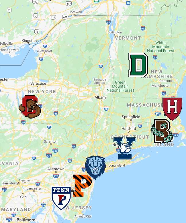 Ivy League Map Teams Logos Sport League Maps