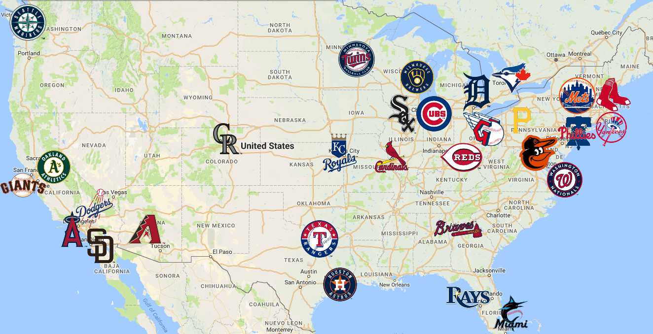 MLB Teams Map, Baseball Stadium Map Poster | Ubicaciondepersonas.cdmx ...