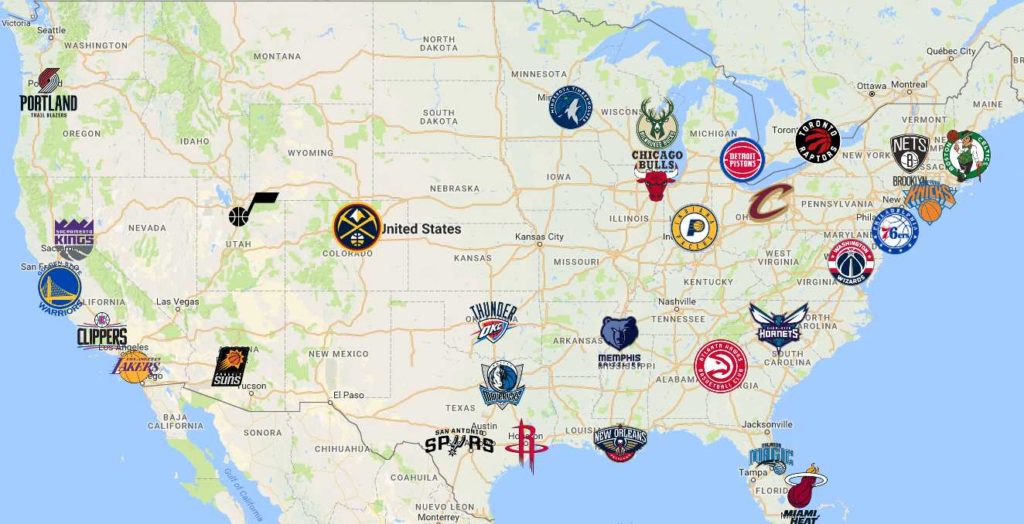 NBA Map Teams Logos Sport League Maps