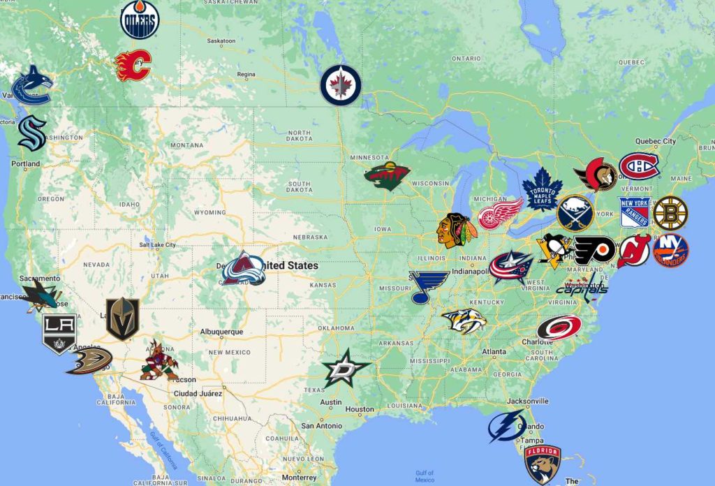NHL Map | Teams | Logos - Sport League Maps