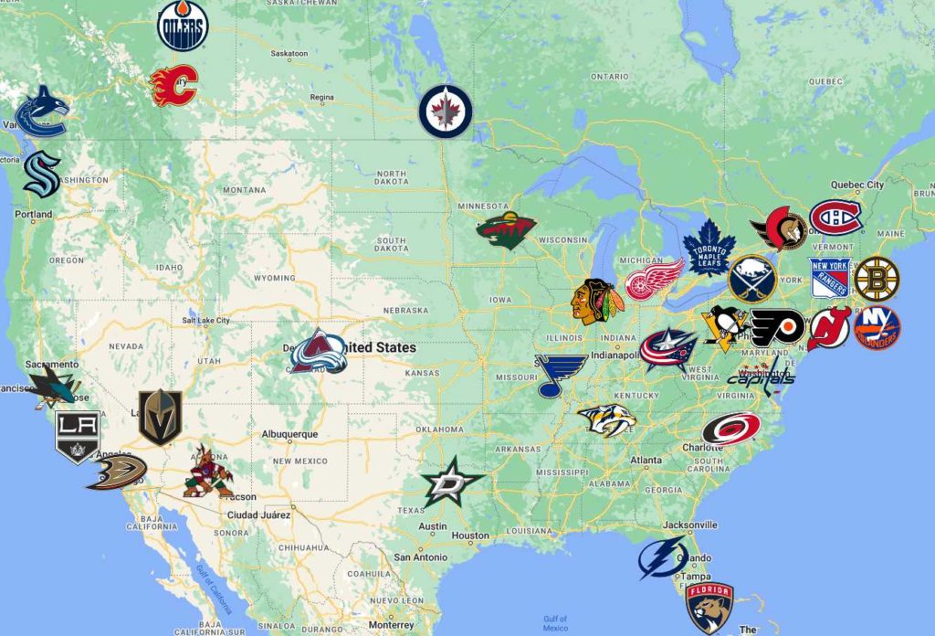 NHL Map, Teams