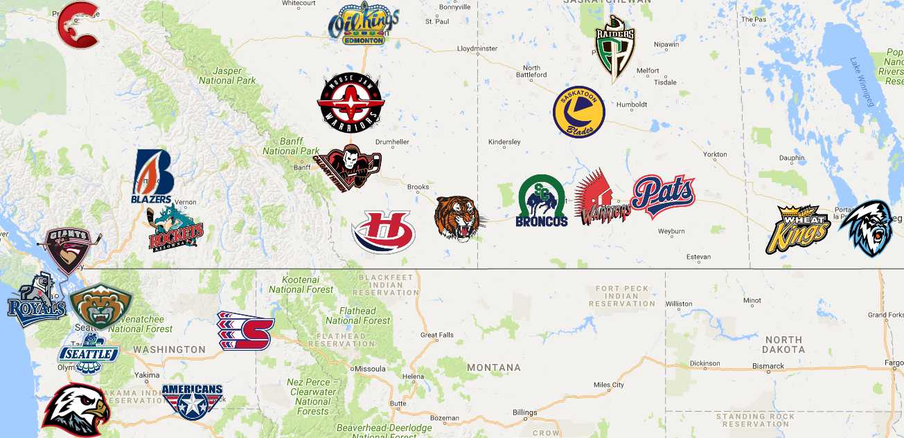 WHL Map | Teams | Logos - Sport League Maps Leagues