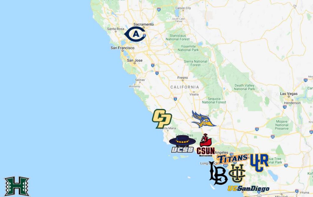Big West Map Teams Logos Sport League Maps