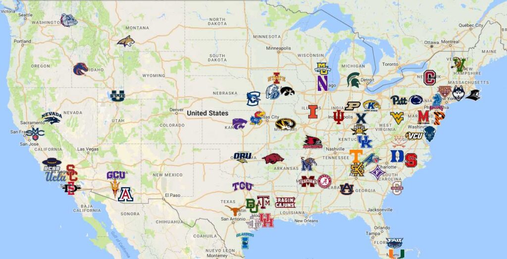 2023 NCAA Tournament Map | Teams | Logos - Sport League Maps