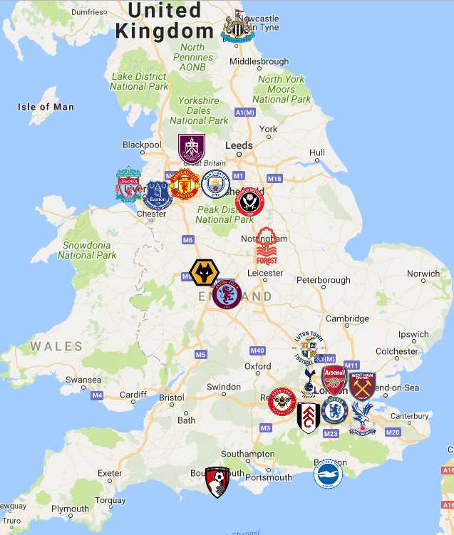 2023 Premier League Map 