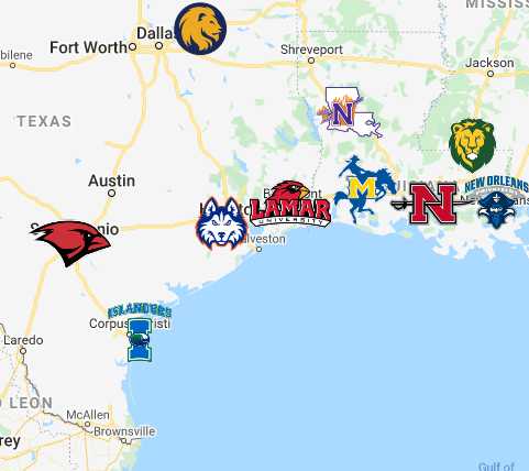 Southland Conference Map | Teams | Logos