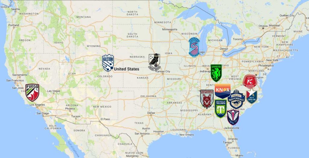 USL League One Map Teams Logos Sport League Maps