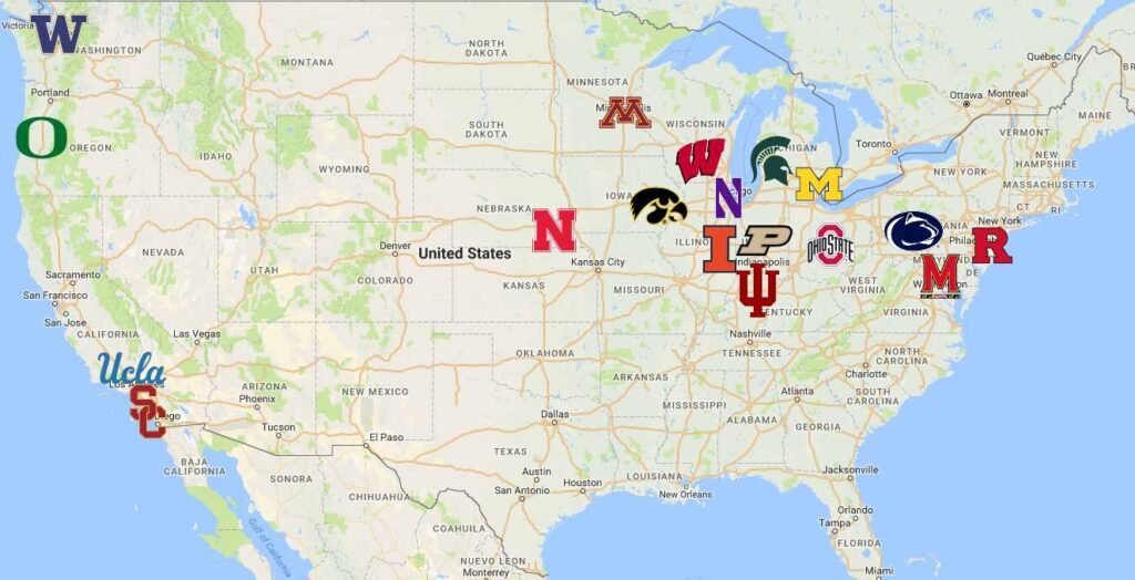 Big Ten Map | Teams - Sport League Maps