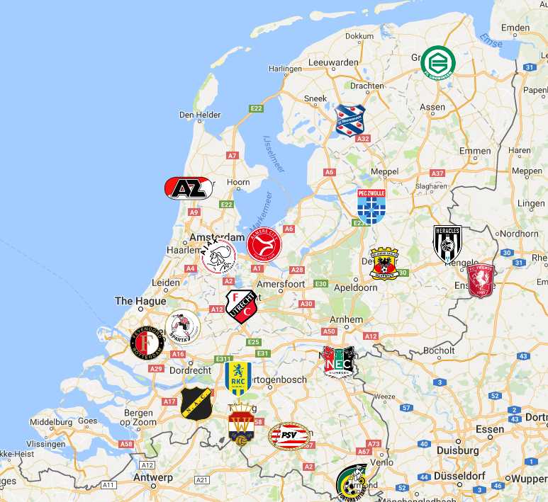 Eredivisie | Clubs | Logos - Sport League Maps : Maps of Sports Leagues