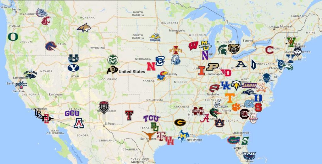 2024 NCAA Tournament Map Teams Logos Sport League Maps