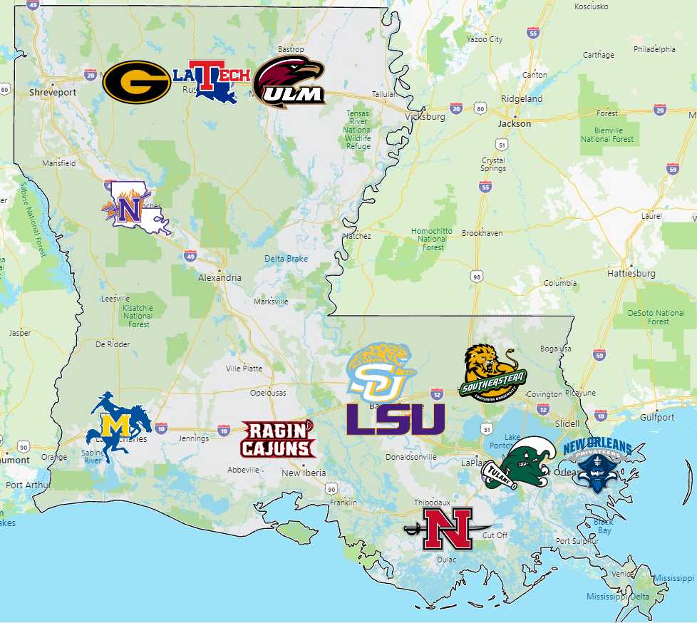 Sports Teams In Louisiana - Sport League Maps