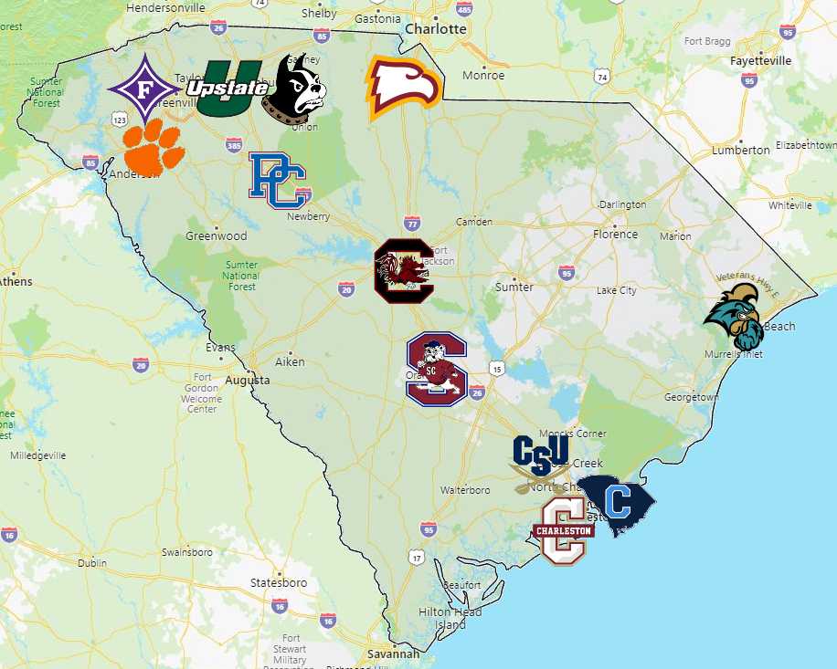 Sports Teams In South Carolina - Sport League Maps