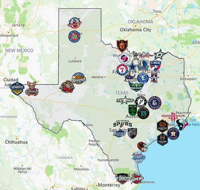 Sports Teams In Texas Sport League Maps